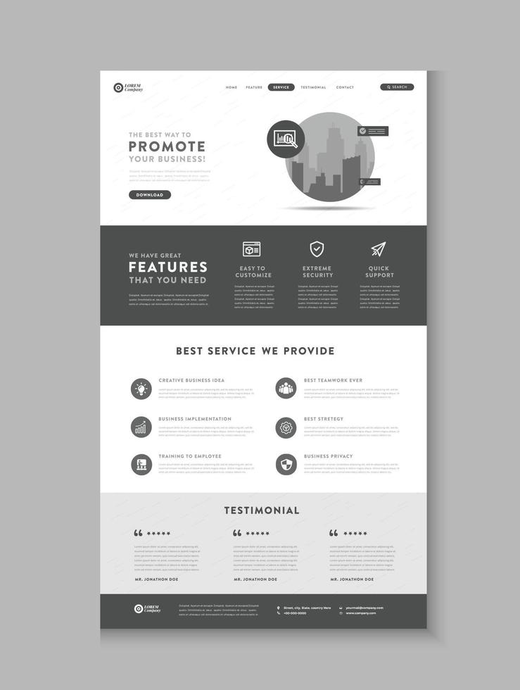 Business website landing page or App landing page or Web user interface Wire Frame Design vector