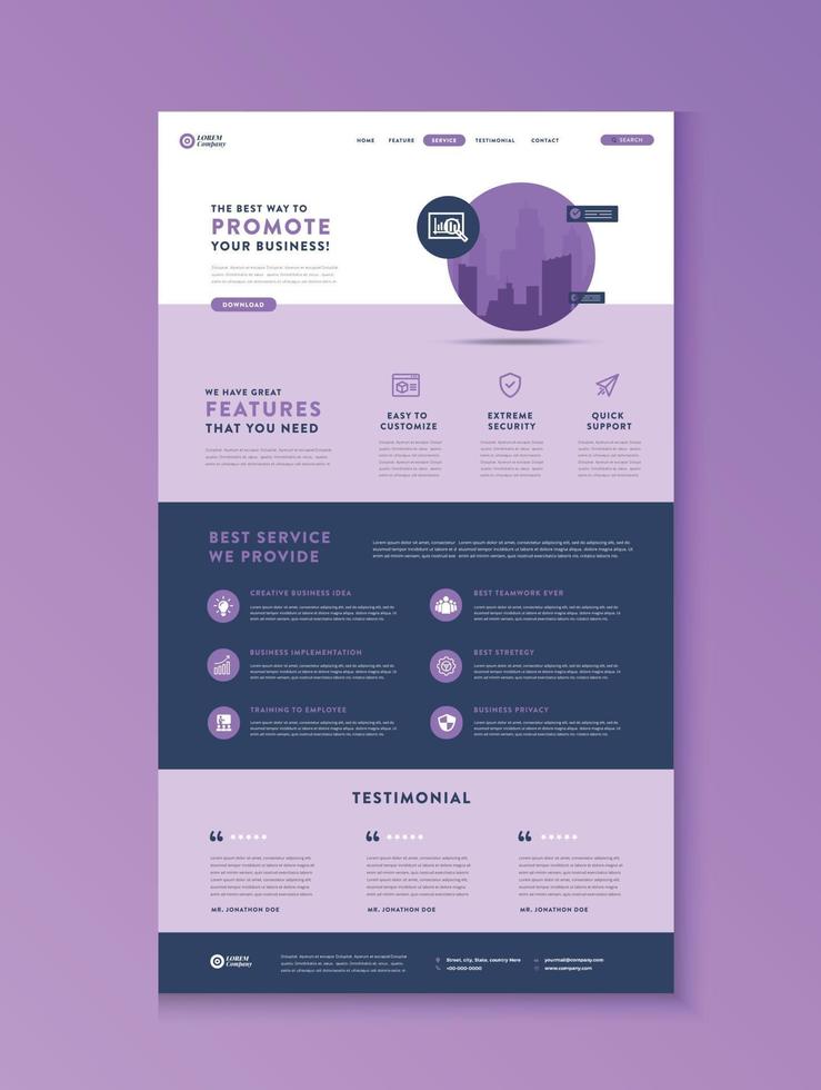 Business website landing page or App landing page or Web user interface Wire Frame Design vector