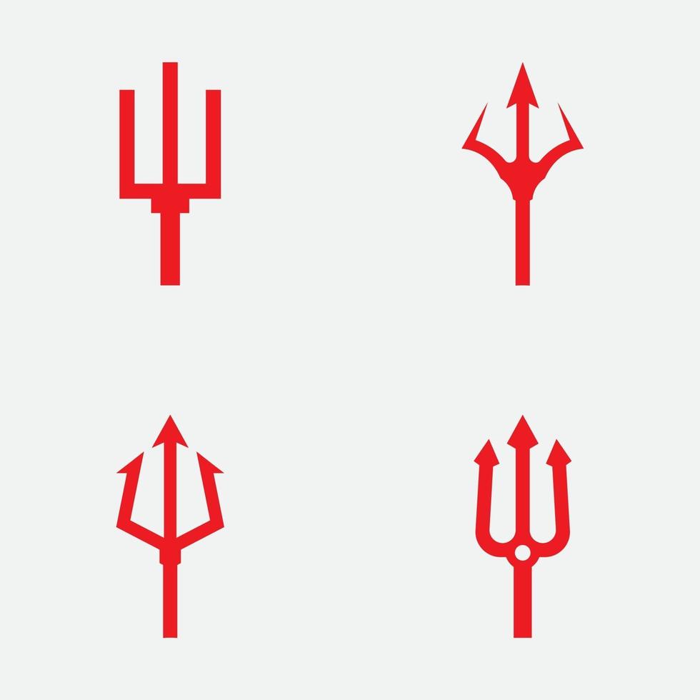 plantilla de diseño de icono de logotipo de tridente rojo vector