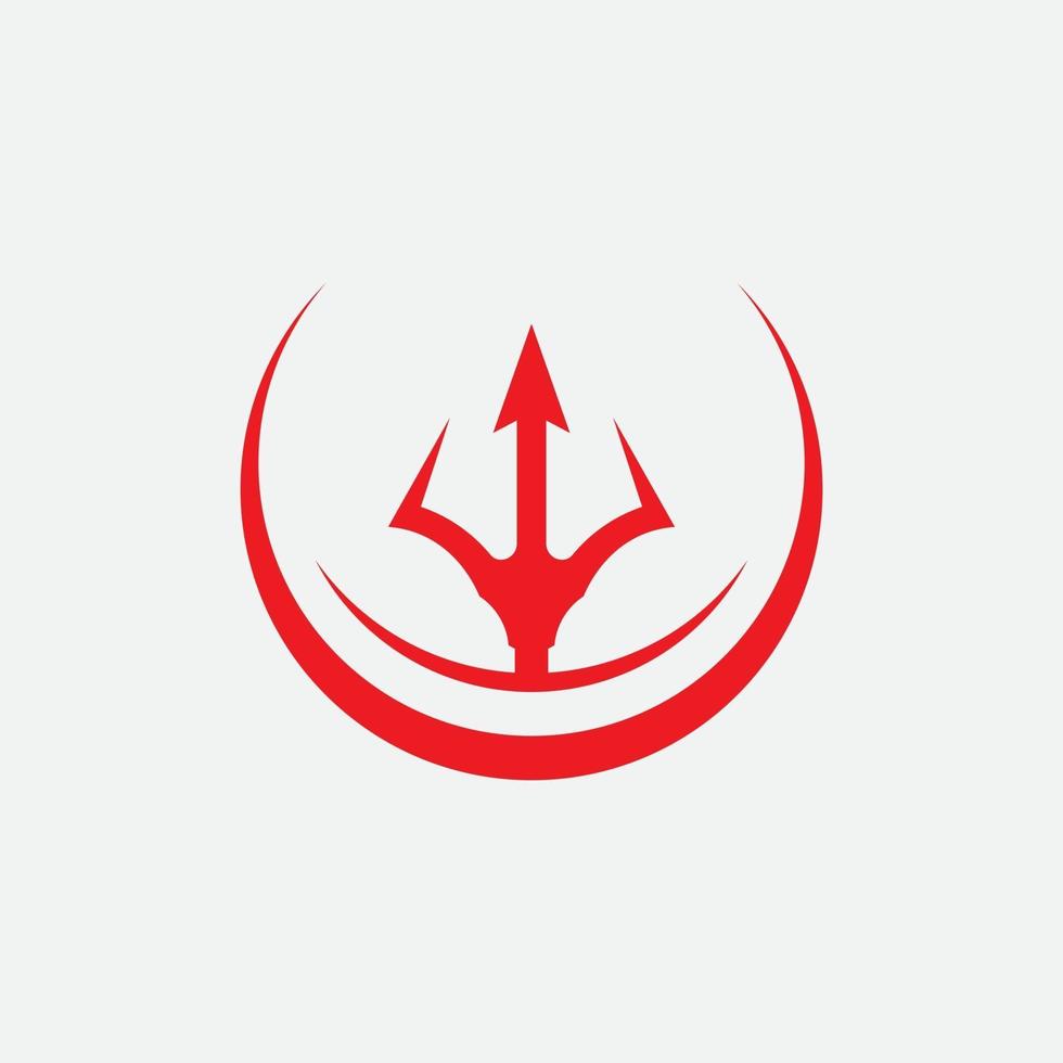 Red Trident logo icon design template vector