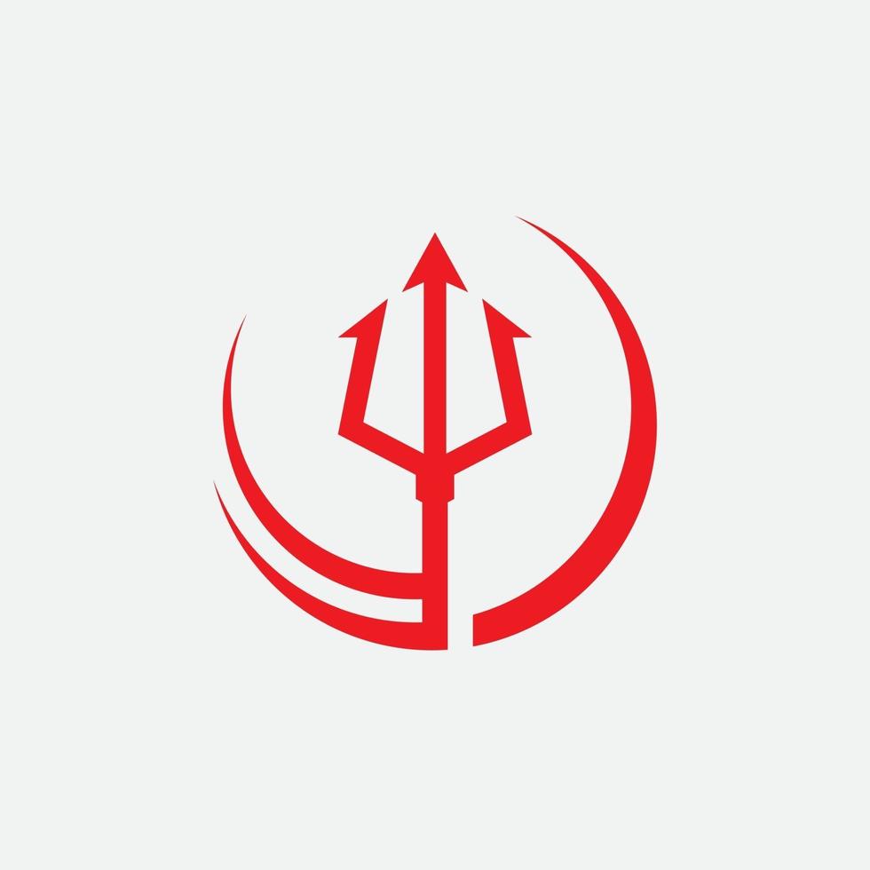 plantilla de diseño de icono de logotipo de tridente rojo vector