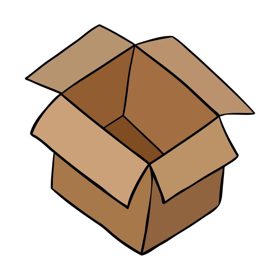 Cartoon Vector Illustration of Open Empty Parcel Box