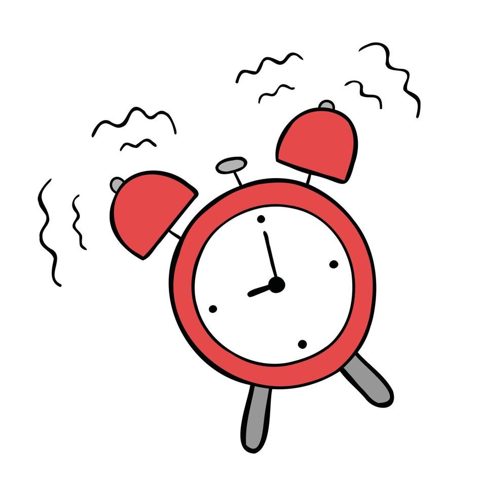 Ilustración de vector de dibujos animados de reloj despertador sonando
