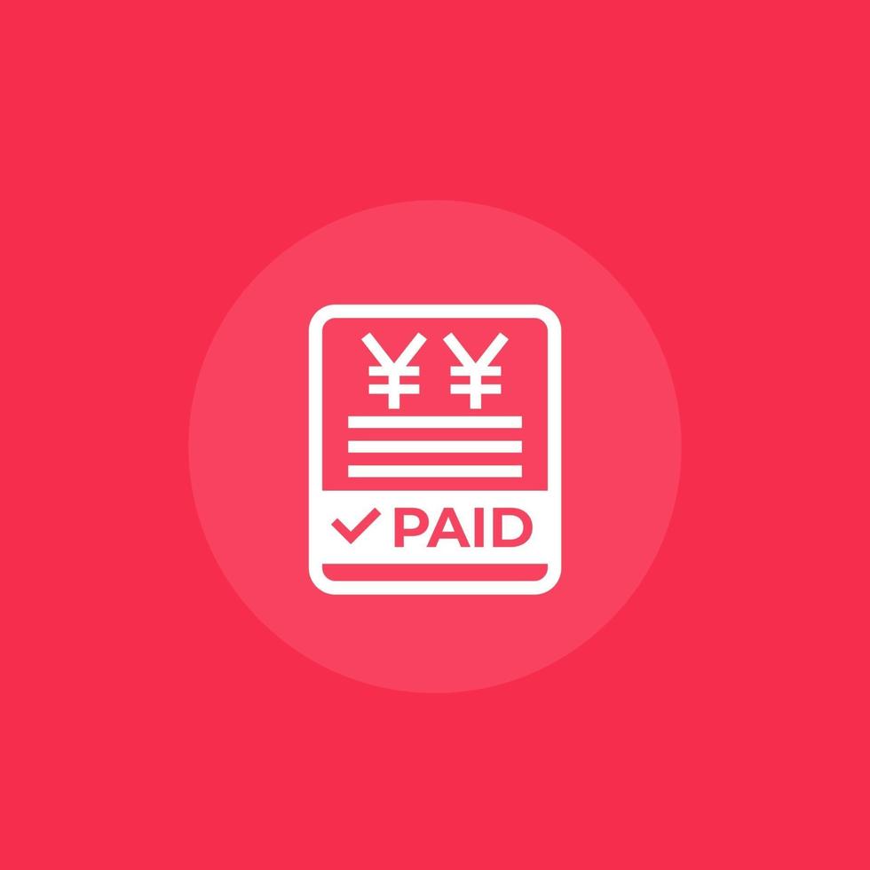 paid bills vector icon with yuan