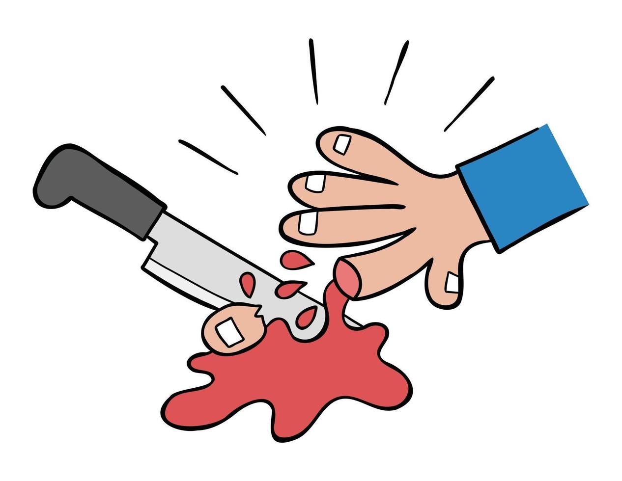 Cartoon Vector Illustration of Cut the Finger with A Knife