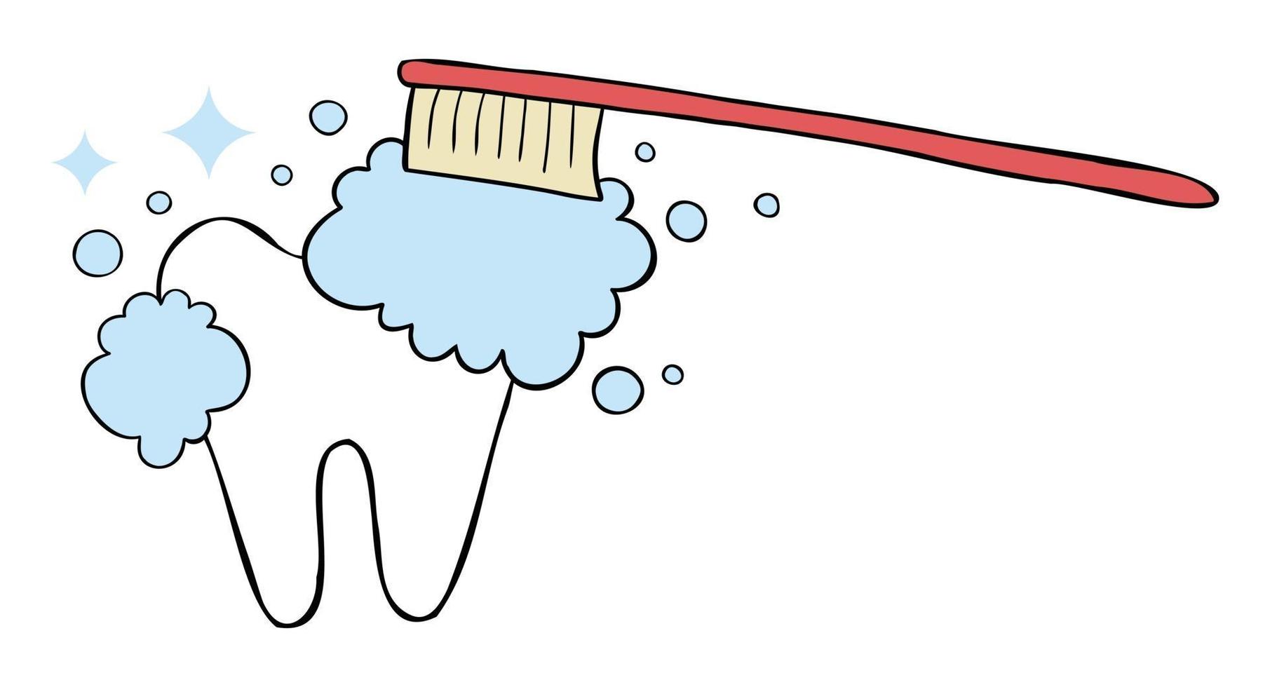 Cartoon Vector Illustration of Brushing Teeth