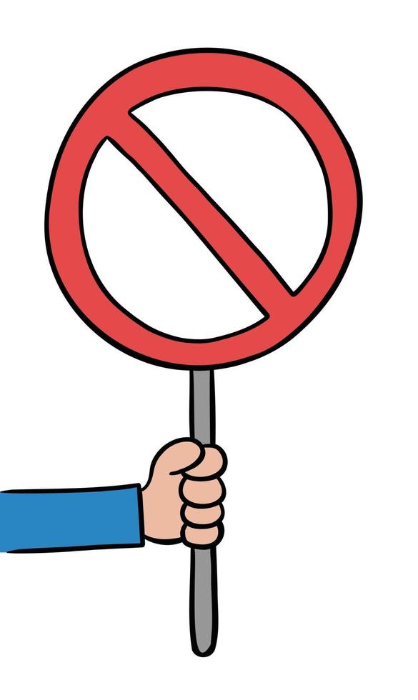 Cartoon Vector Illustration of Man Holding No Sign