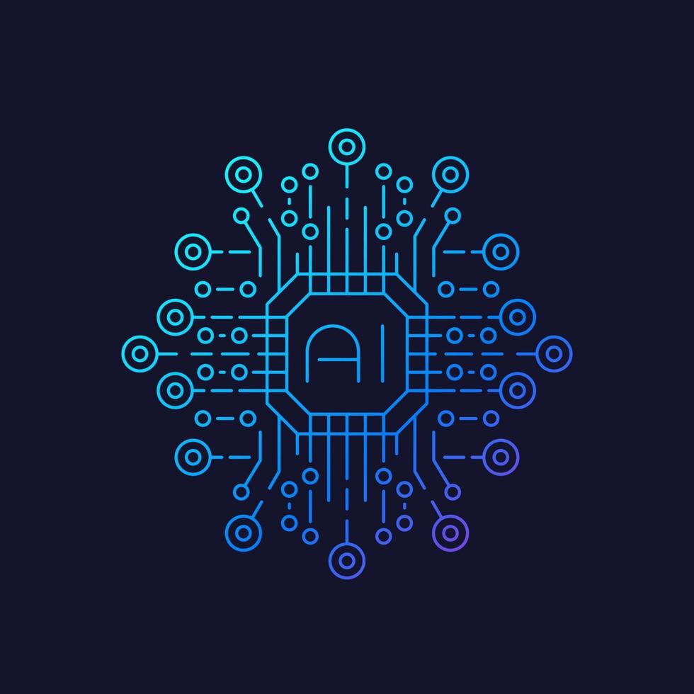 inteligencia artificial o tecnología ai vector