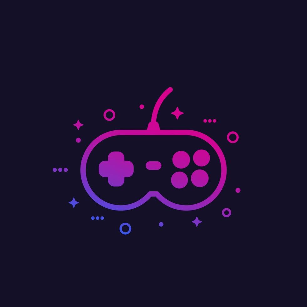 juegos o icono de vector de gamepad