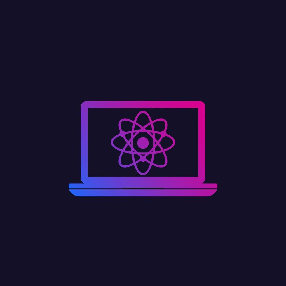 atom icon with computer vector