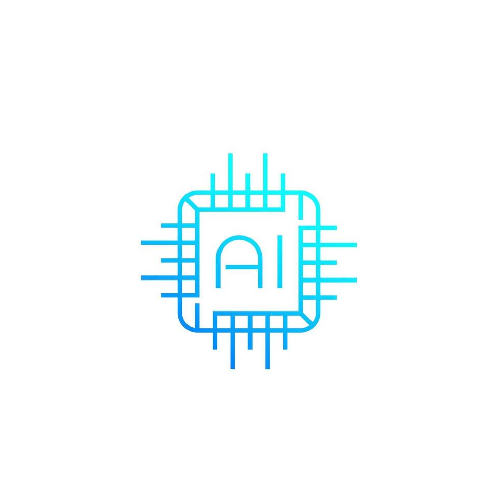 AI chipset linear icon vector