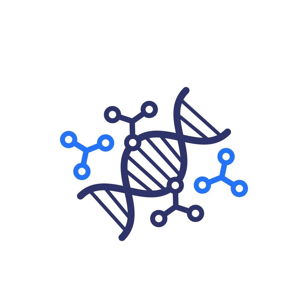 icono de edición de genes con cadena de adn vector