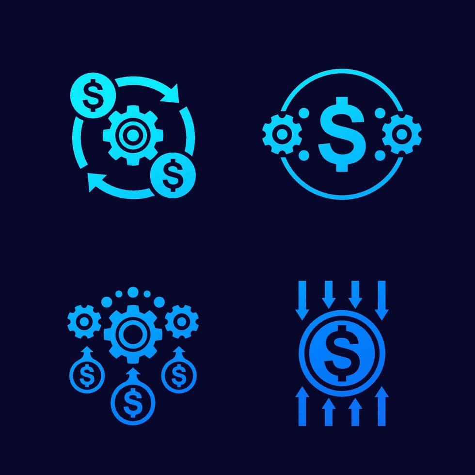 iconos vectoriales de eficiencia y reducción de costos vector