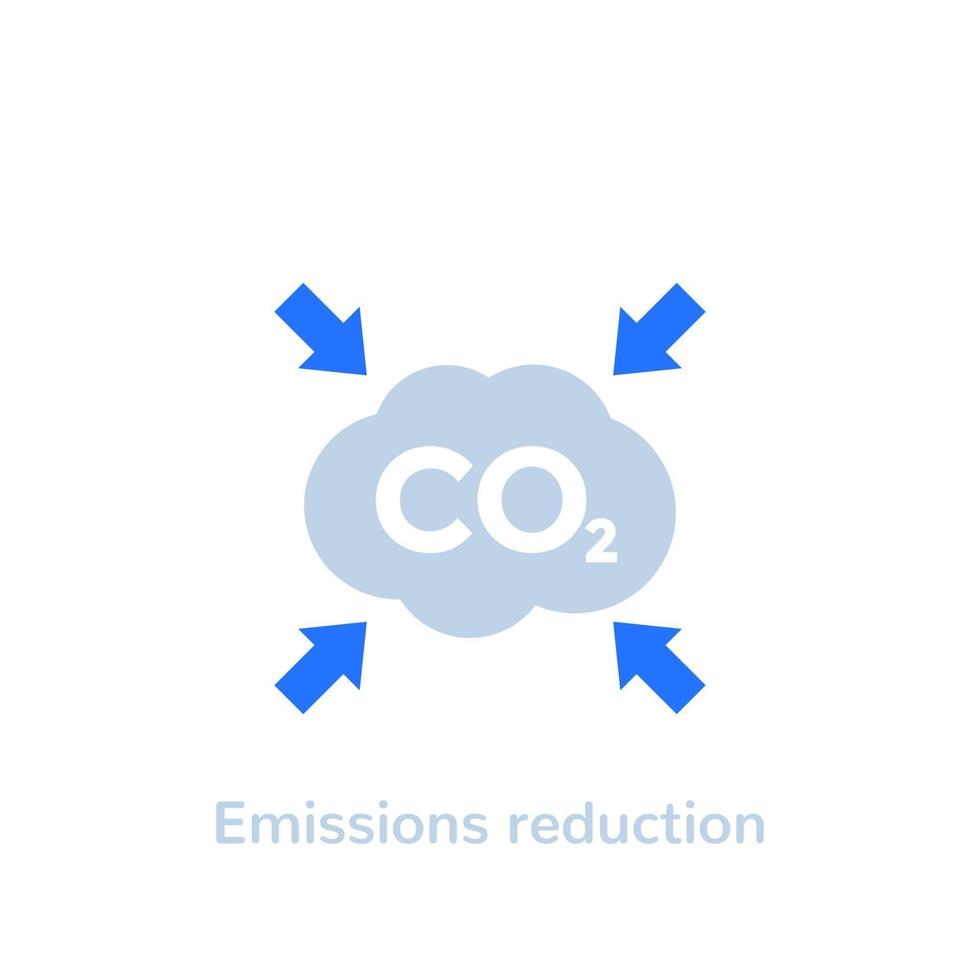 icono plano de vector de reducción de emisiones de carbono co2