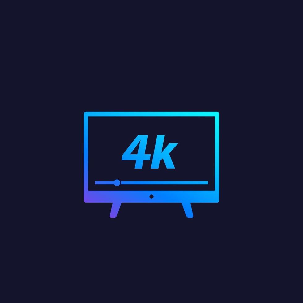 Icono de vector de transmisión de video de tv 4k