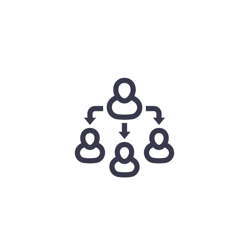 delegation and team management linear icon vector
