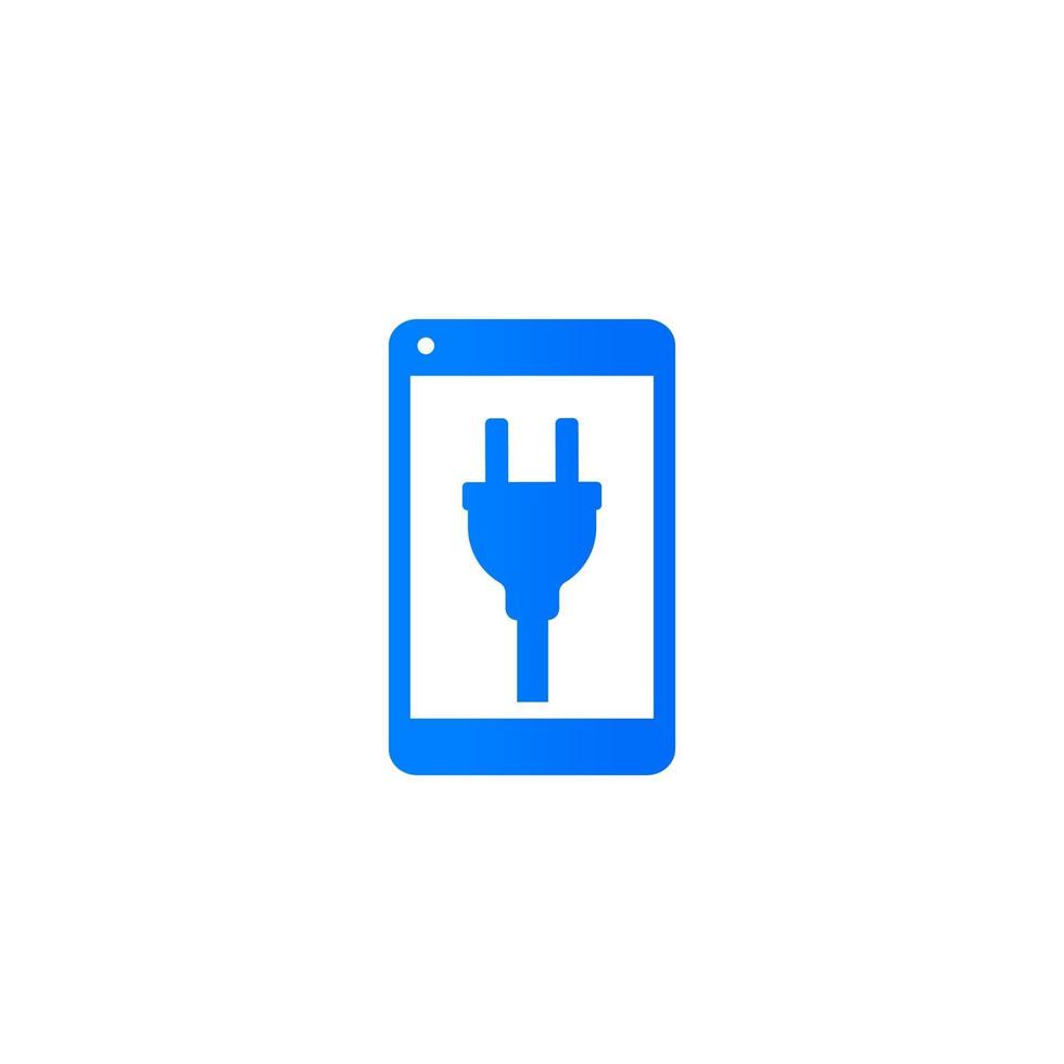 phone with electric plug on screen icon vector