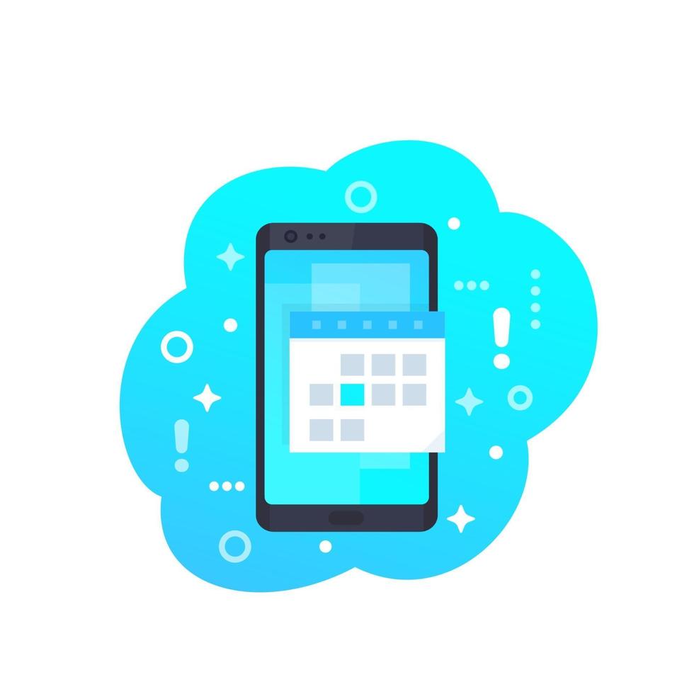 aplicación de calendario y horario en el icono de vector de teléfono inteligente