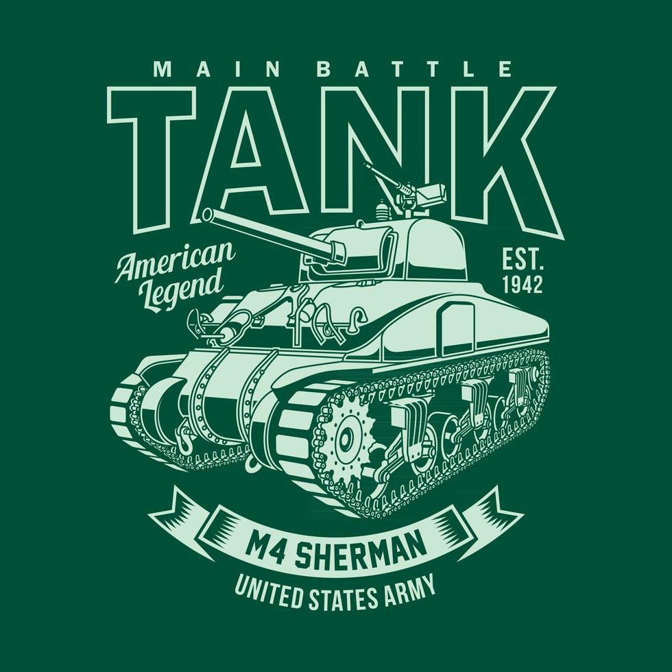 Vintage American M4 Sherman Tank Vector Graphic