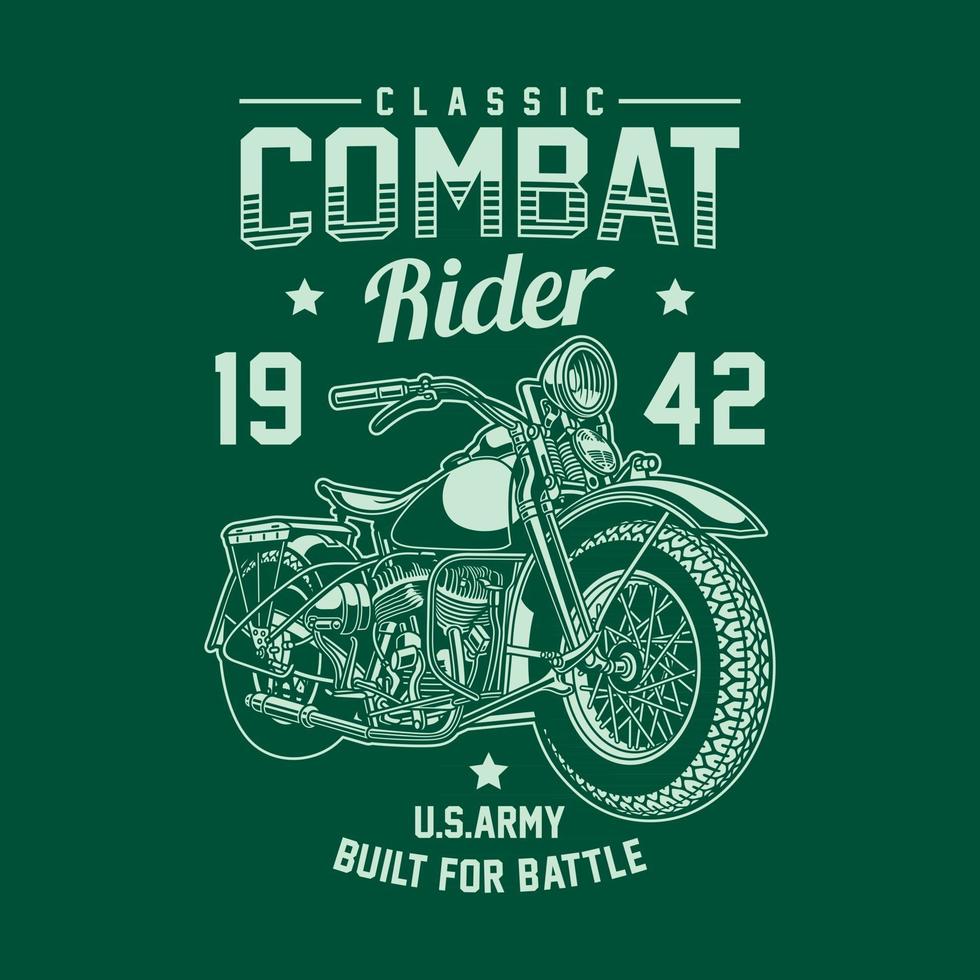 Vintage American Military Motorcycle Vector Graphic