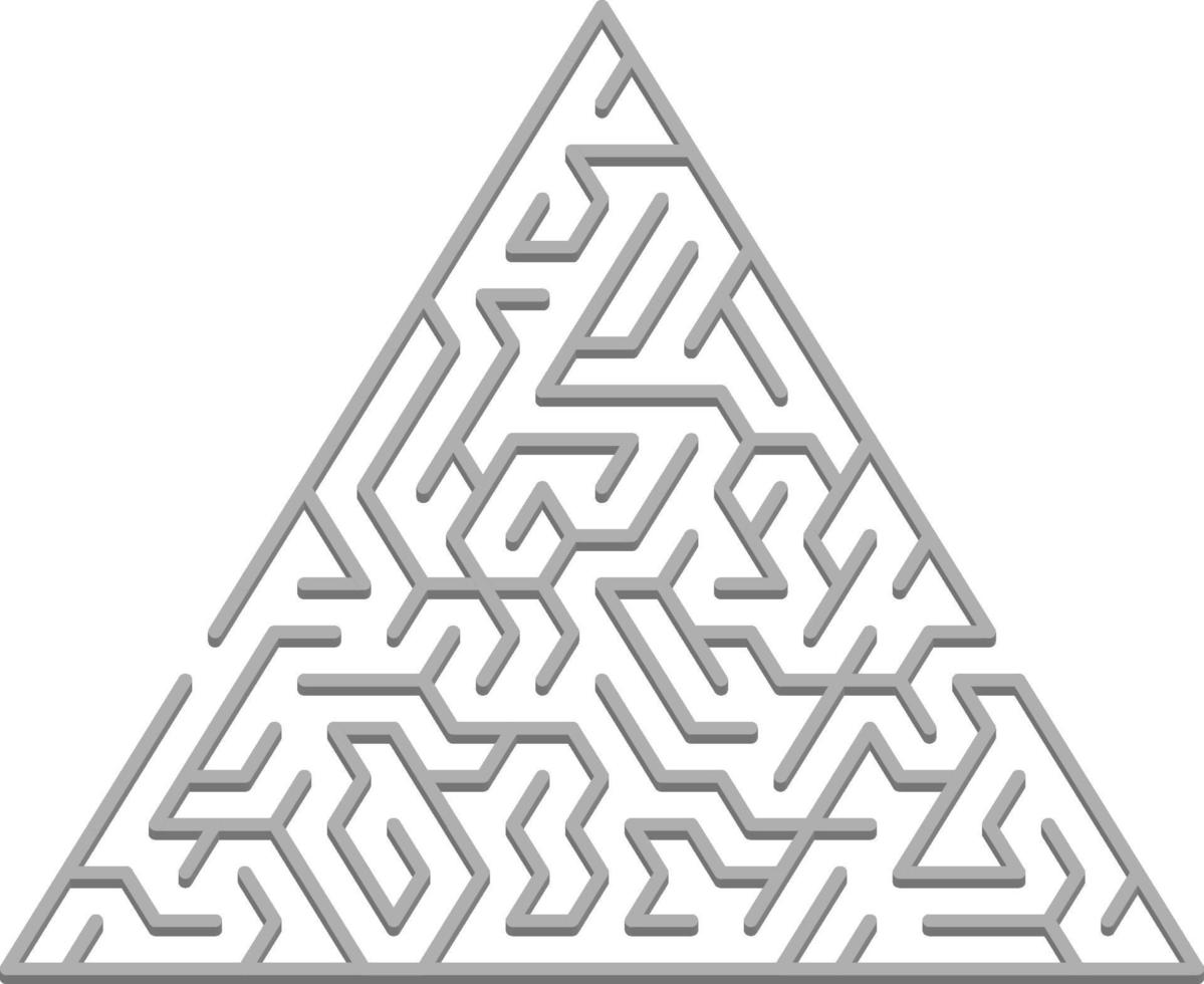 Vector backdrop with a gray triangular 3D maze, labyrinth.