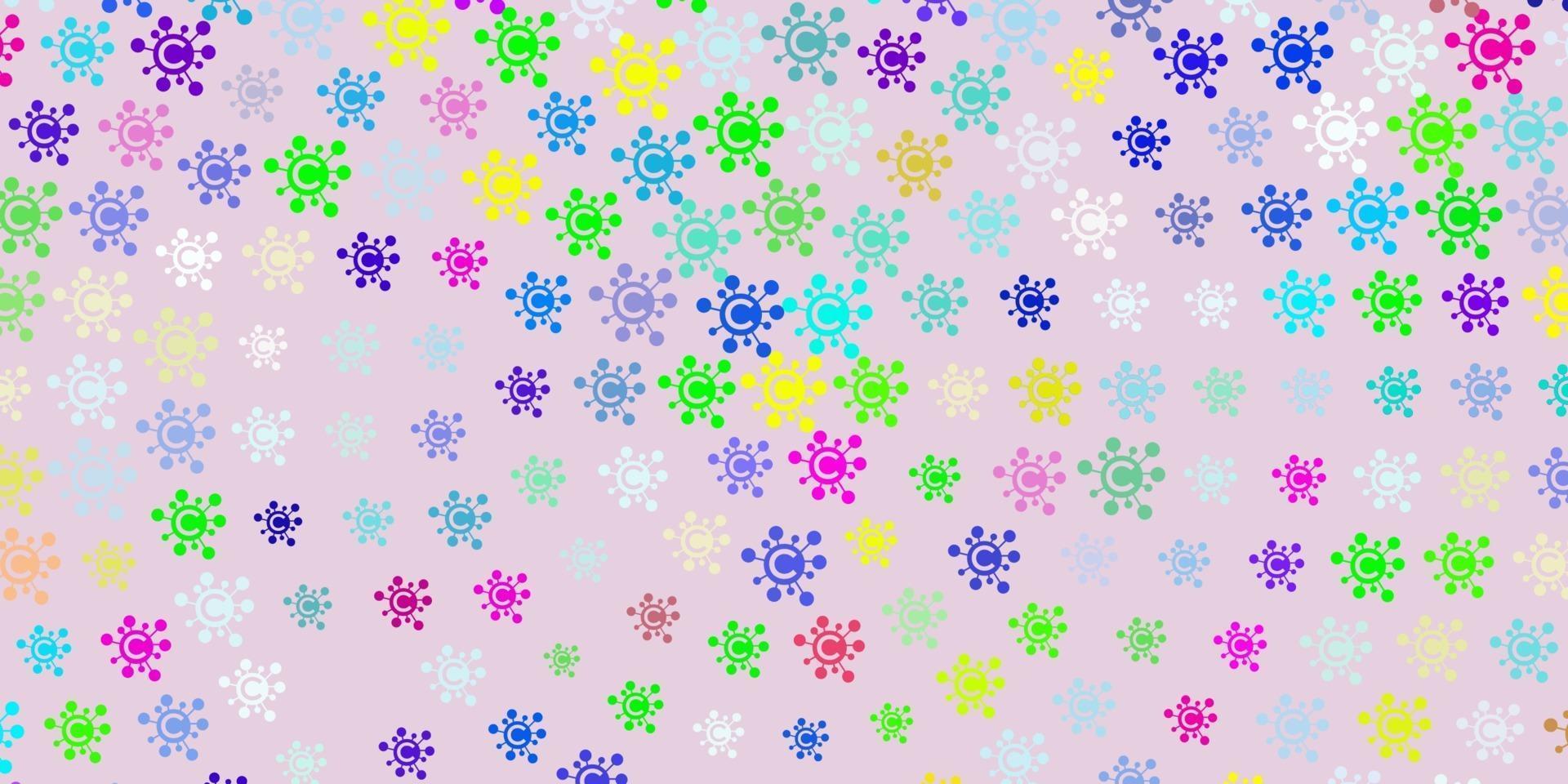 Light Multicolor vector backdrop with virus symbols.