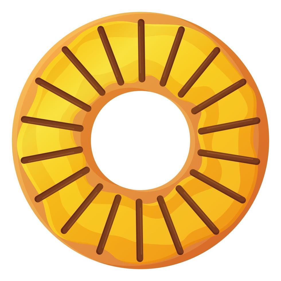 Donut brillante con esmalte sin símbolo de día de dieta aislado sobre fondo blanco en estilo de dibujos animados vector