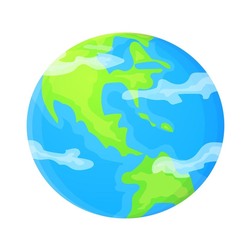 Planeta tierra plana clipart lindo objeto de dibujos animados se puede utilizar como símbolo global concepto de ecología stock vector ilustración aislado sobre fondo blanco