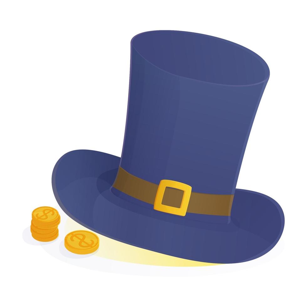 sombrero de duendes del día de patricks con monedas de oro concepto de tesoro mágico vector