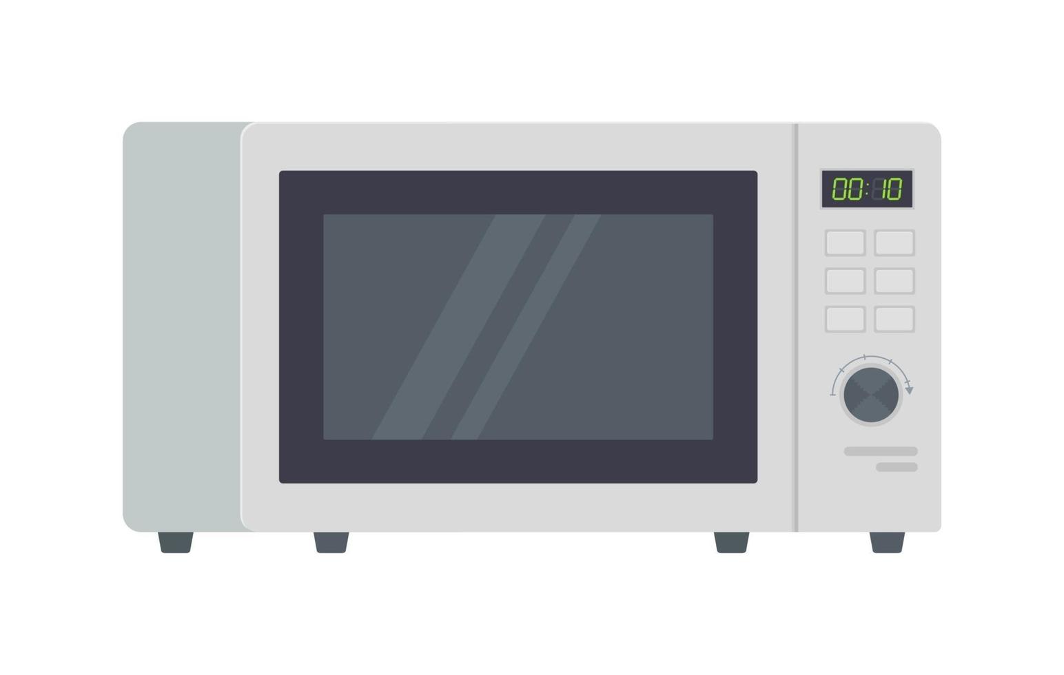 Imágenes Prediseñadas de horno de microondas metálico blanco equipo de cocina aparatos eléctricos tecnología de cocina concepto de calentamiento de alimentos ilustración vectorial de stock aislado sobre fondo blanco en estilo de dibujos animados plana vector