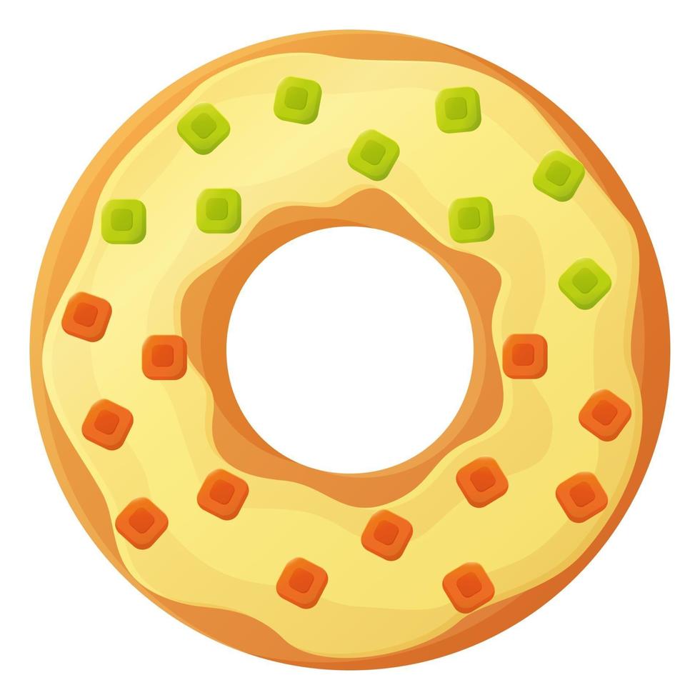 Bright doughnut with glaze  No diet day symbol  unhealthy food  sweet fastfood  sugar snack  extra calories concept  Stock vector illustration isolated on white background in cartoon style