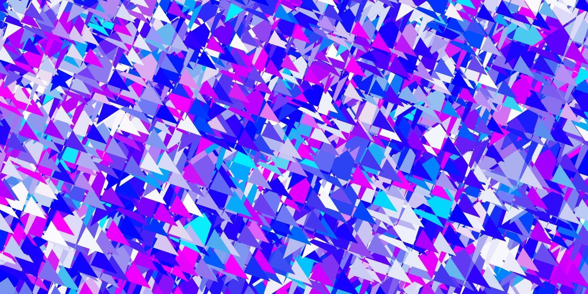 textura de vector rosa claro, azul con triángulos al azar.