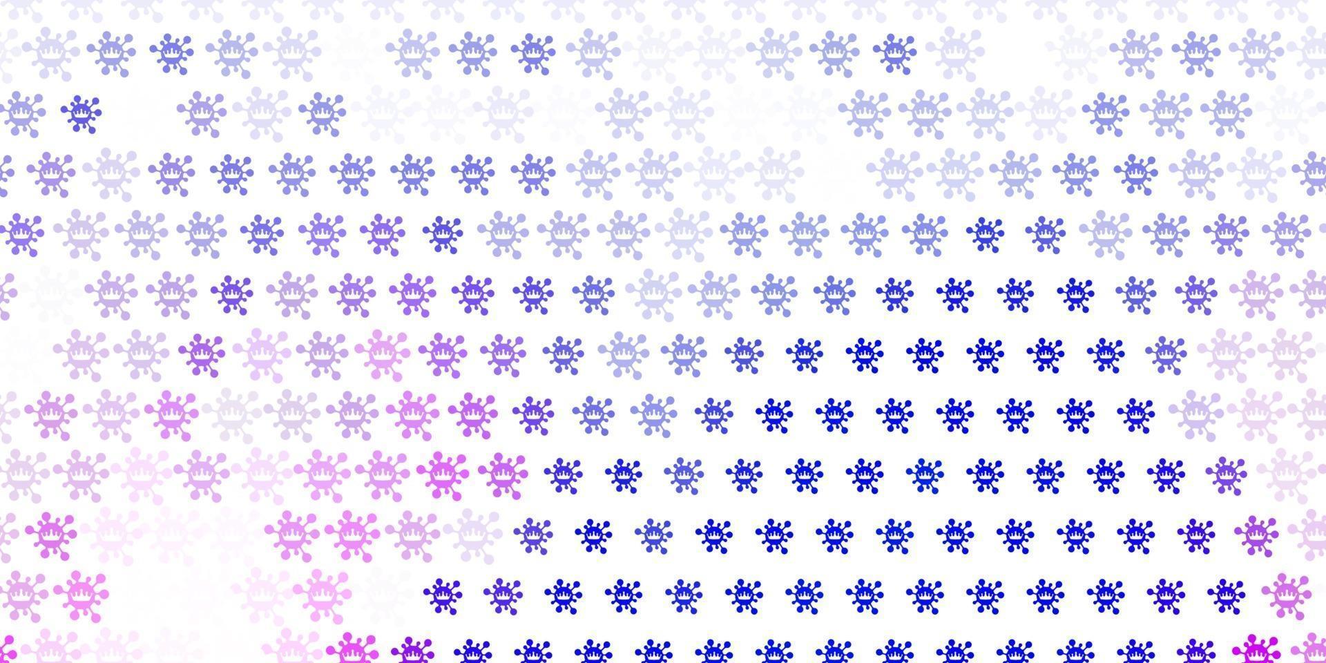 Light Pink, Blue vector pattern with coronavirus elements.