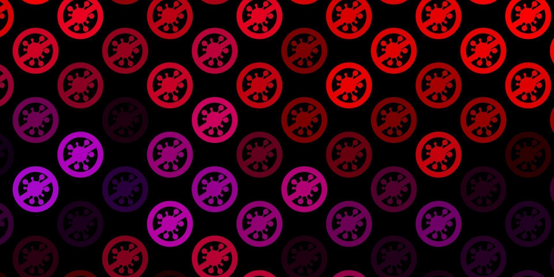 patrón de vector rosa oscuro, rojo con elementos de coronavirus.