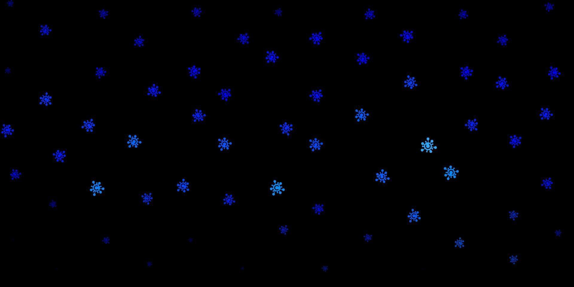 Patrón de vector azul oscuro con elementos de coronavirus.