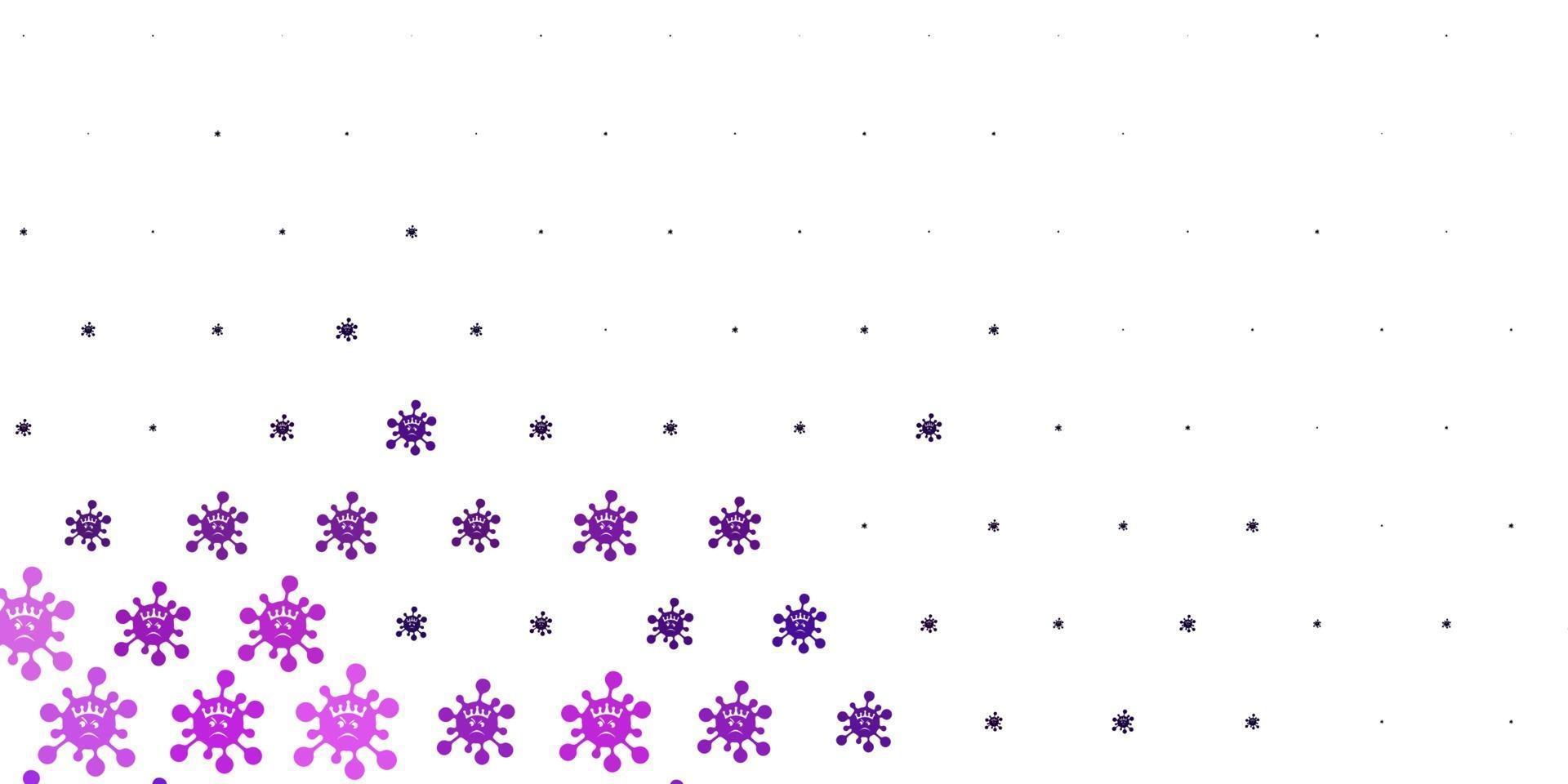 patrón de vector púrpura claro con elementos de coronavirus.