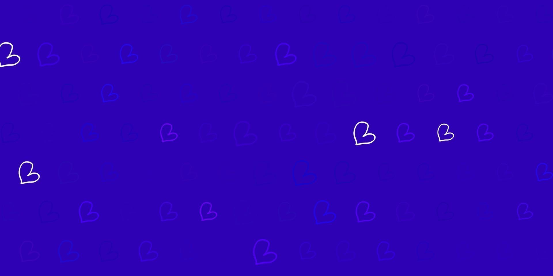 Light Purple vector pattern with colorful hearts.