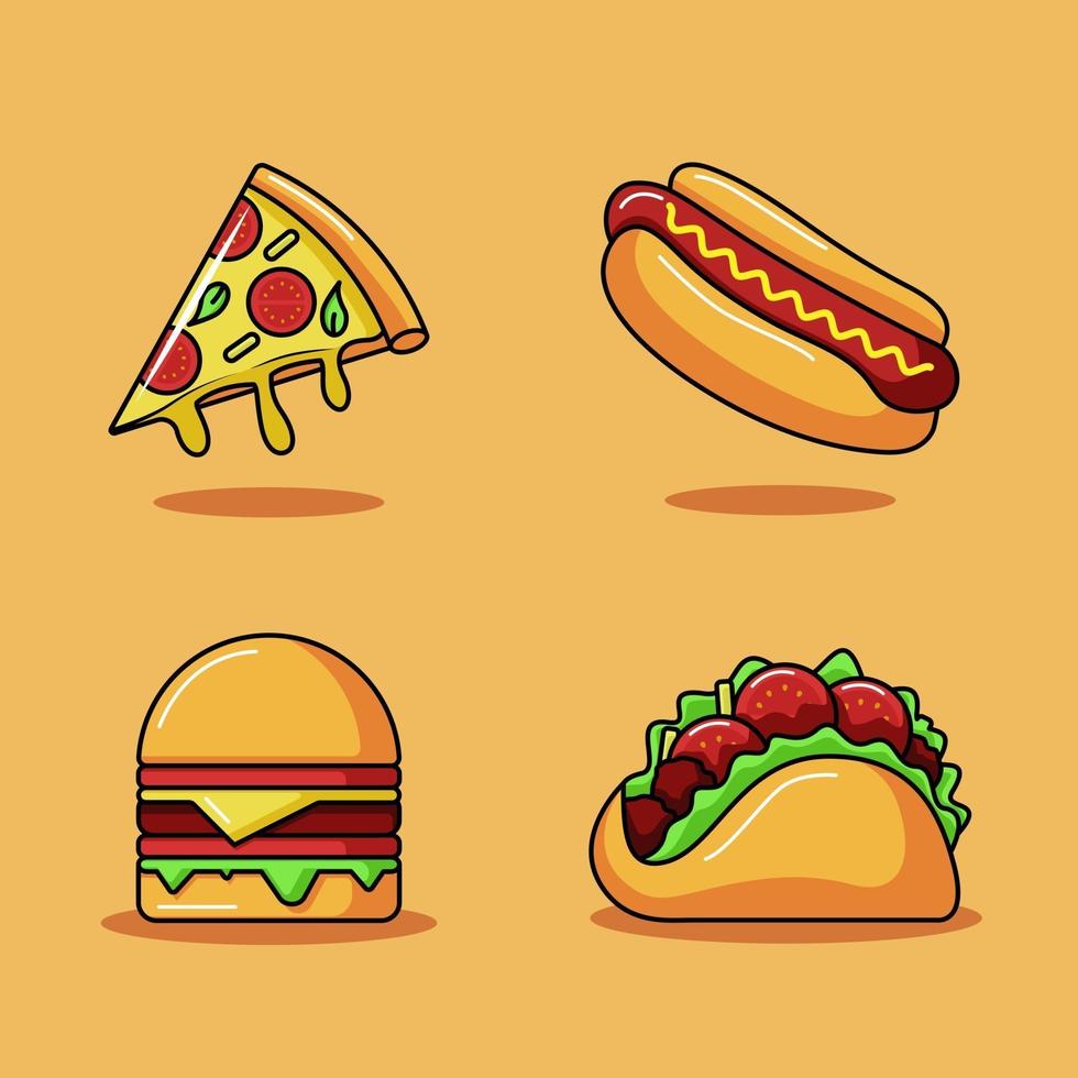 Fast food vector icon illustration set