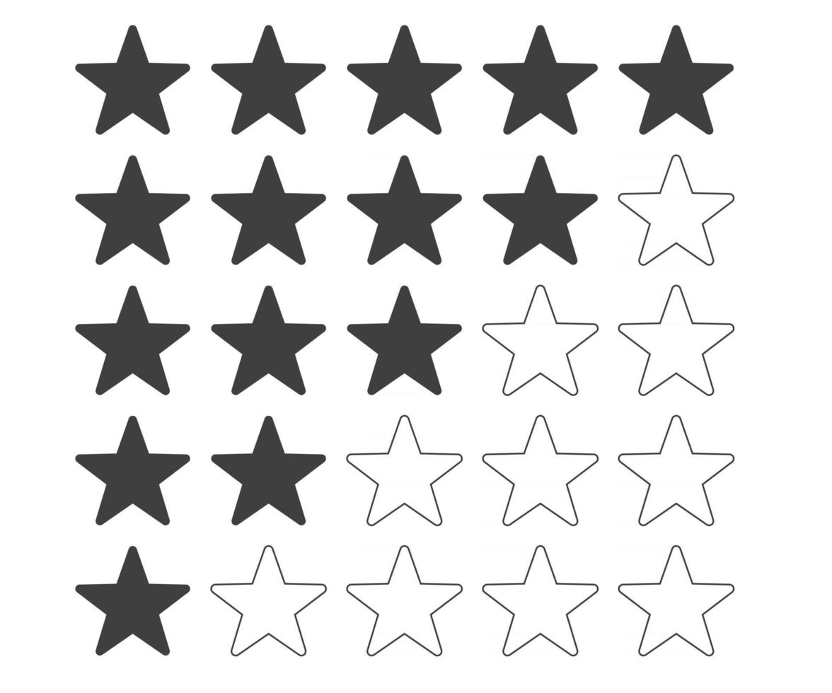 revisión de calificación icono plano de 5 estrellas vector