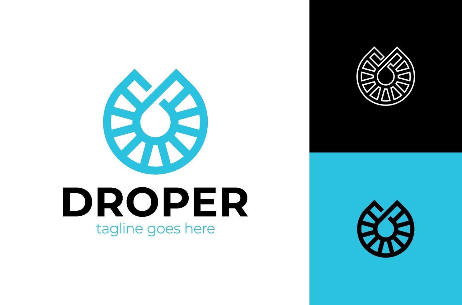 Drop logo Blue Droplet lines aqua Logotype icon vector