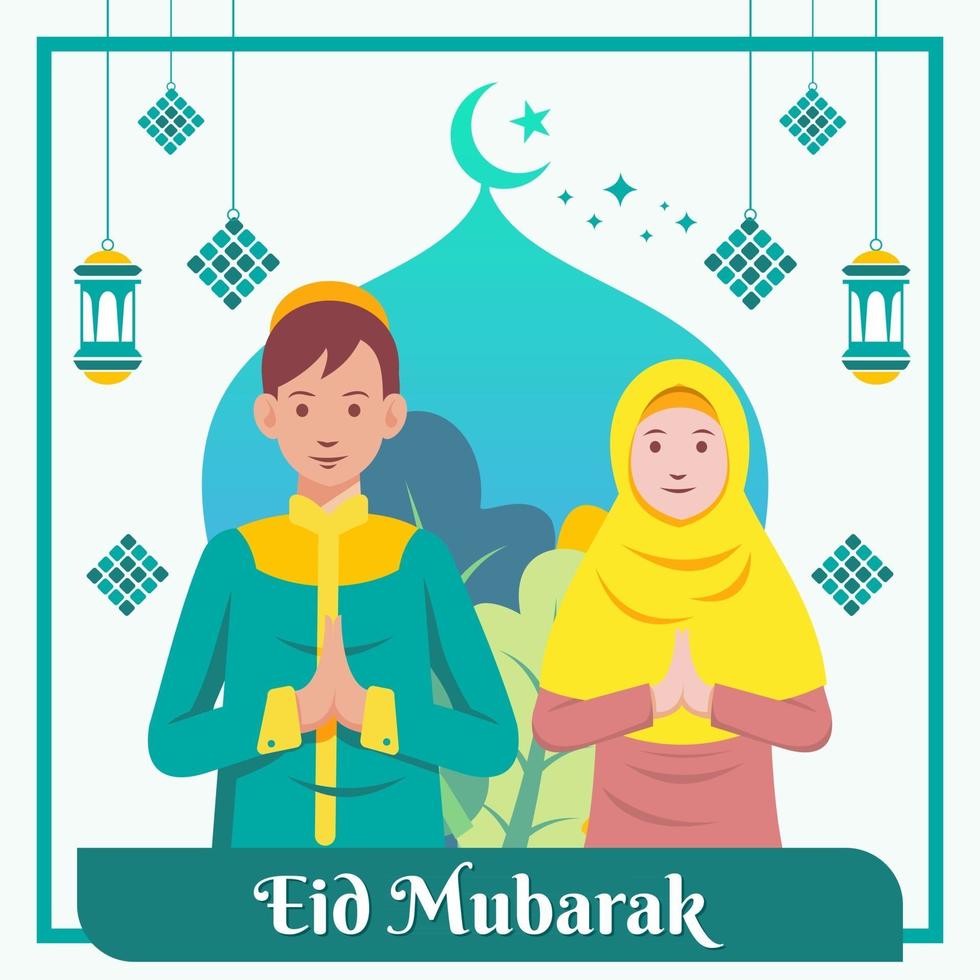 eid mubarak ramadan kareem saludo banner islámico vector