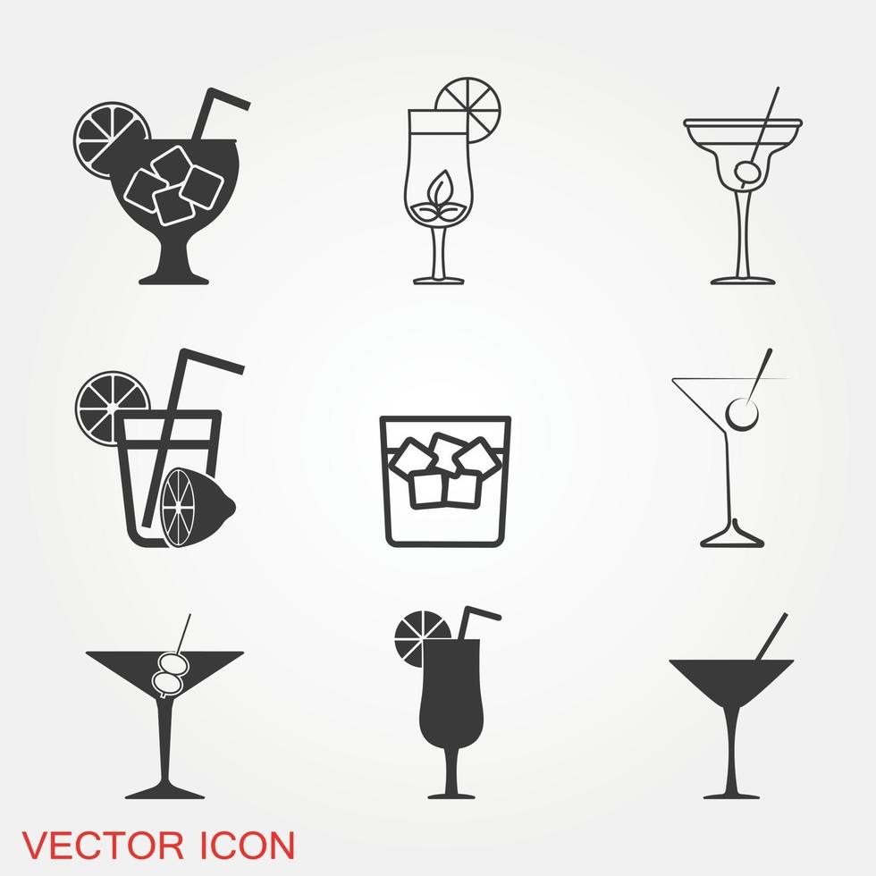 conjunto de iconos de cóctel vector