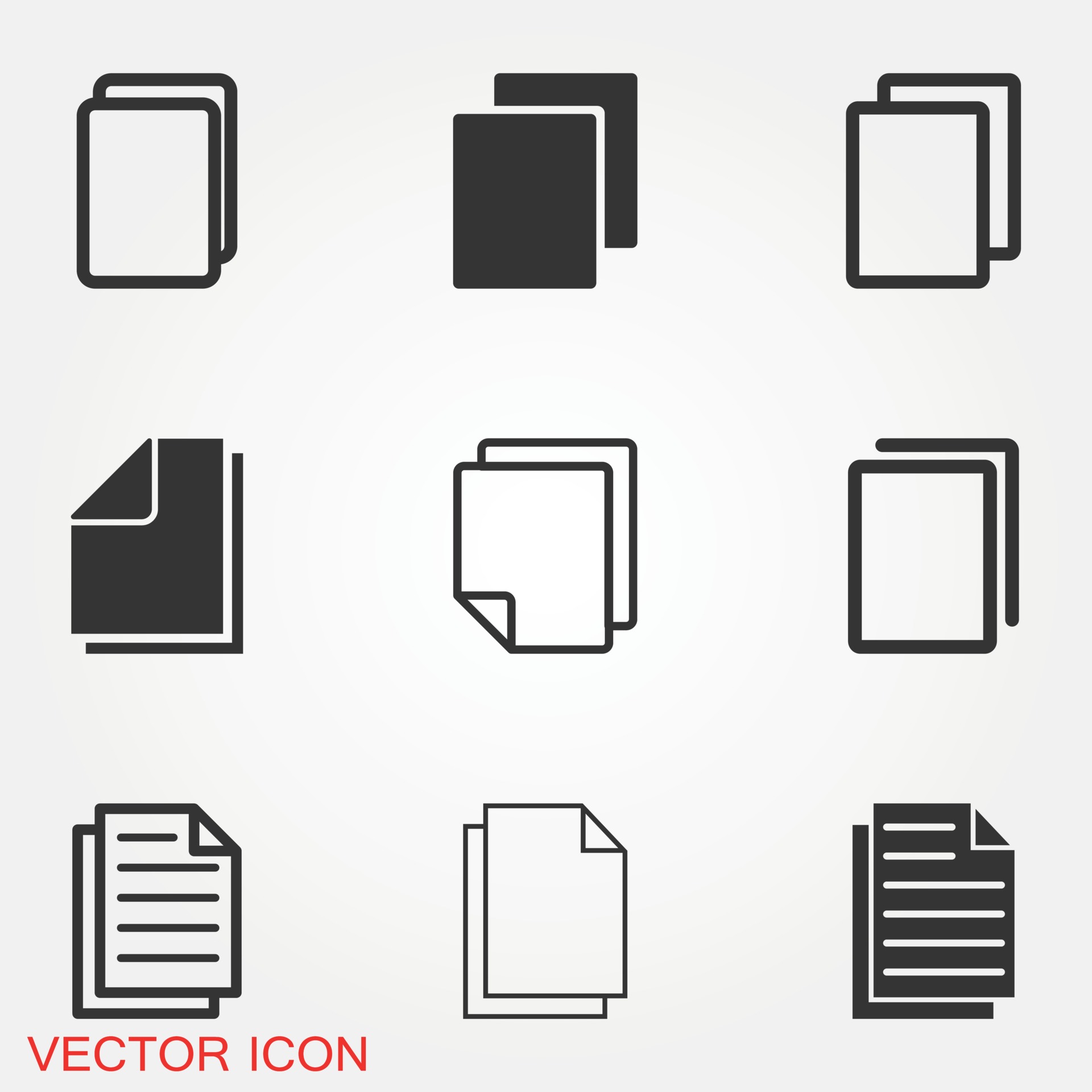 Vector copy c. Портфолио иконка. значок копировать. символ копии чб. копя vector.