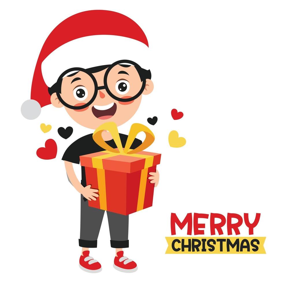 Christmas Greeting Card Design With Cartoon Character vector