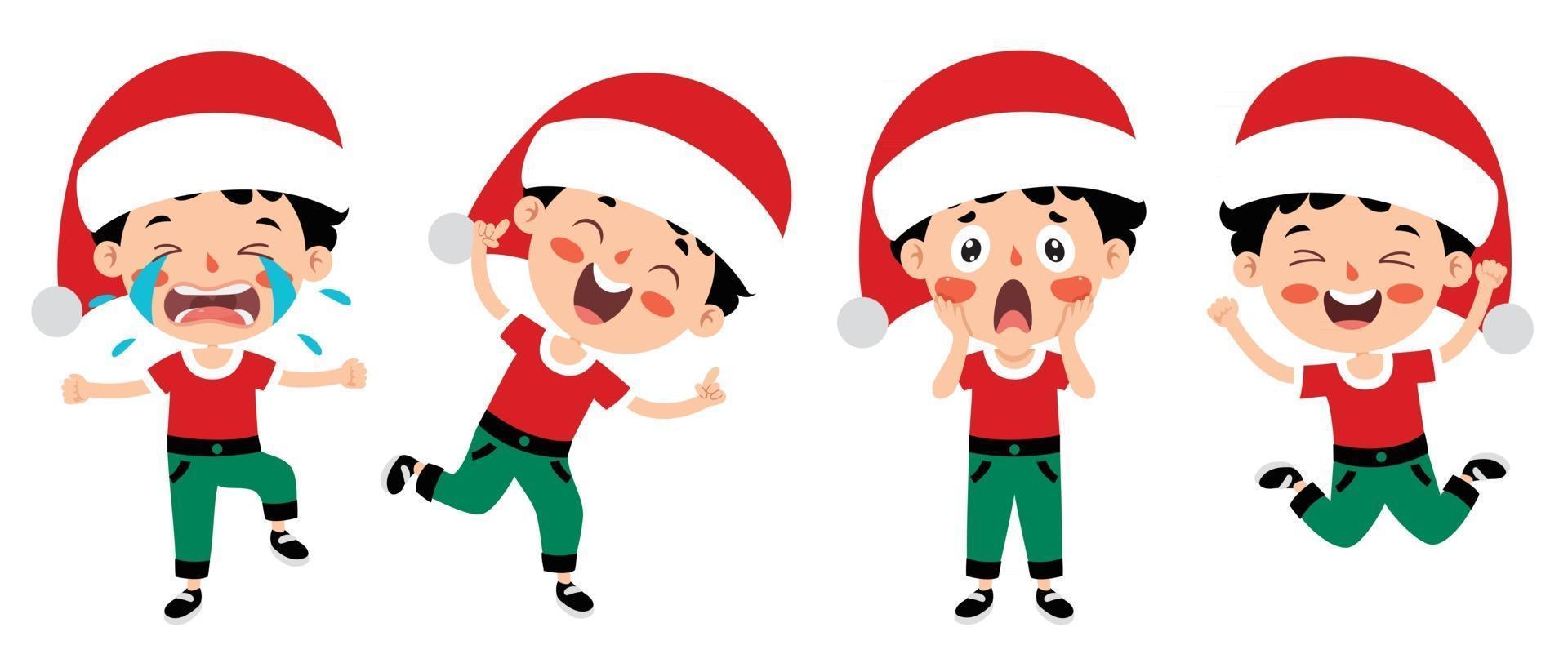 Christmas Greeting Card Design With Cartoon Characters vector