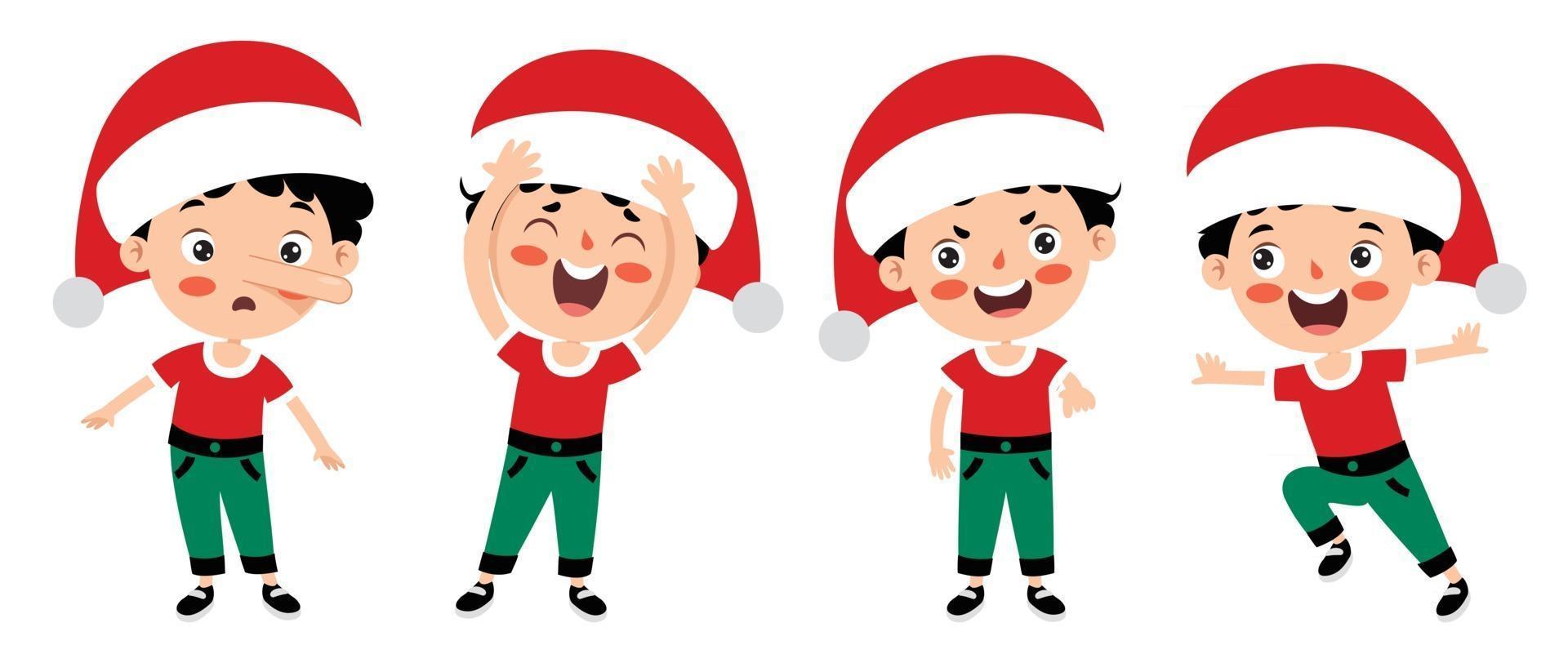 Christmas Greeting Card Design With Cartoon Characters vector