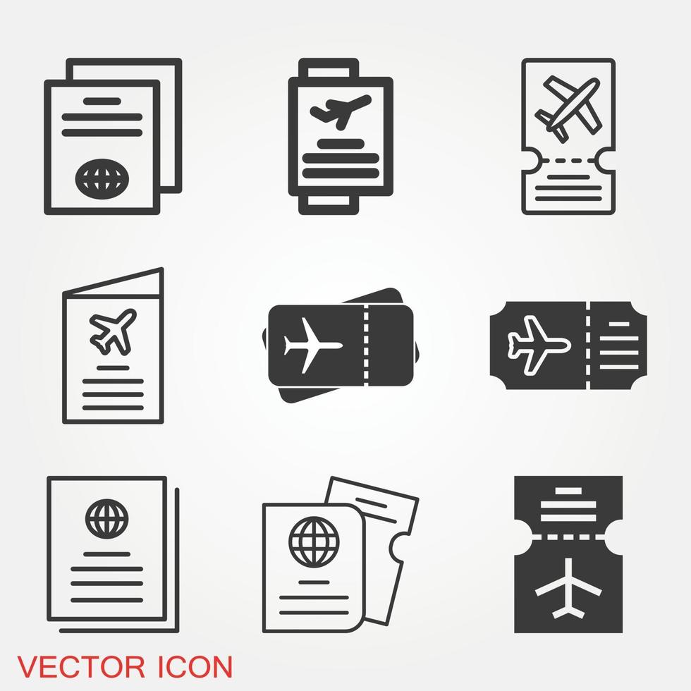 conjunto de iconos de documentos de viaje vector