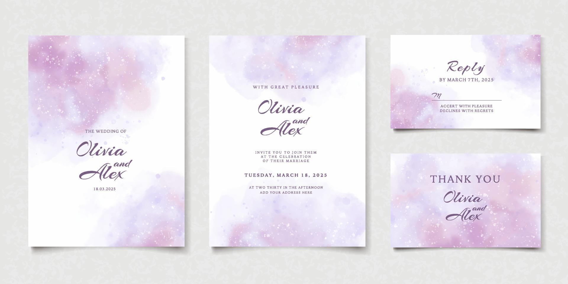 Watercolor Purple Wedding Invitation vector
