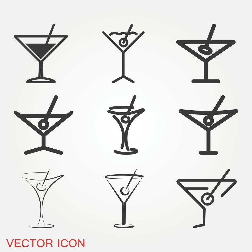 conjunto de iconos de martini vector