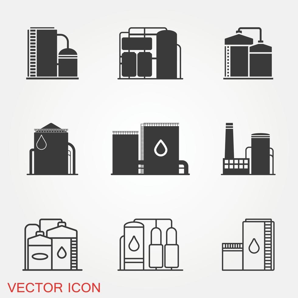 conjunto de iconos de tanque de almacenamiento de aceite vector